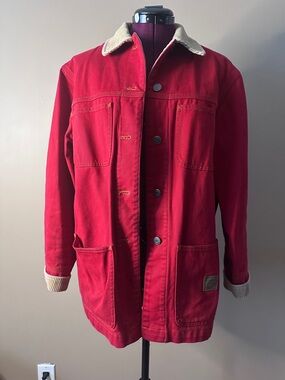 Ralph Lauren Jeans Co Red Denim Barn/Chore Jacket with Corduroy Collar & Cuffs